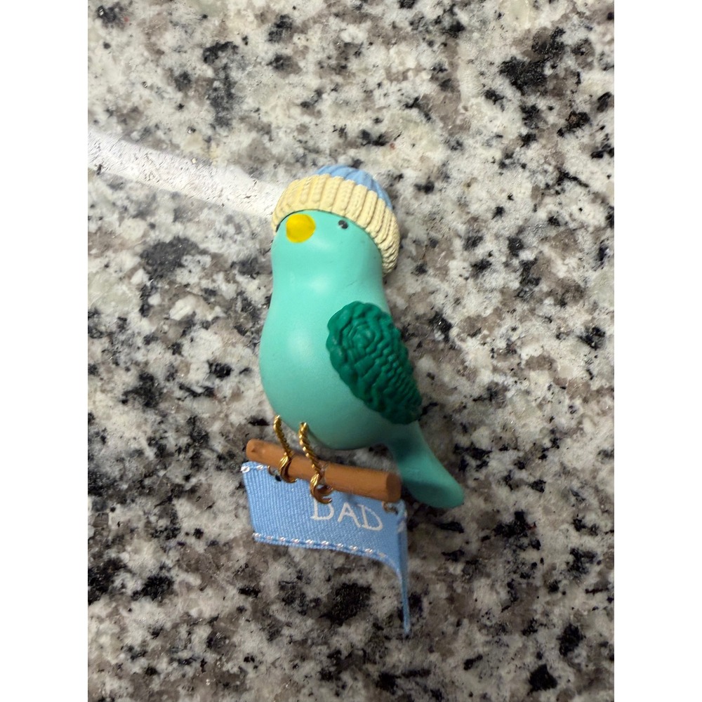 Hallmark Keepsake 2017 Dad Bird Christmas Ornament‎ Teal Blue Hat Banner HMK